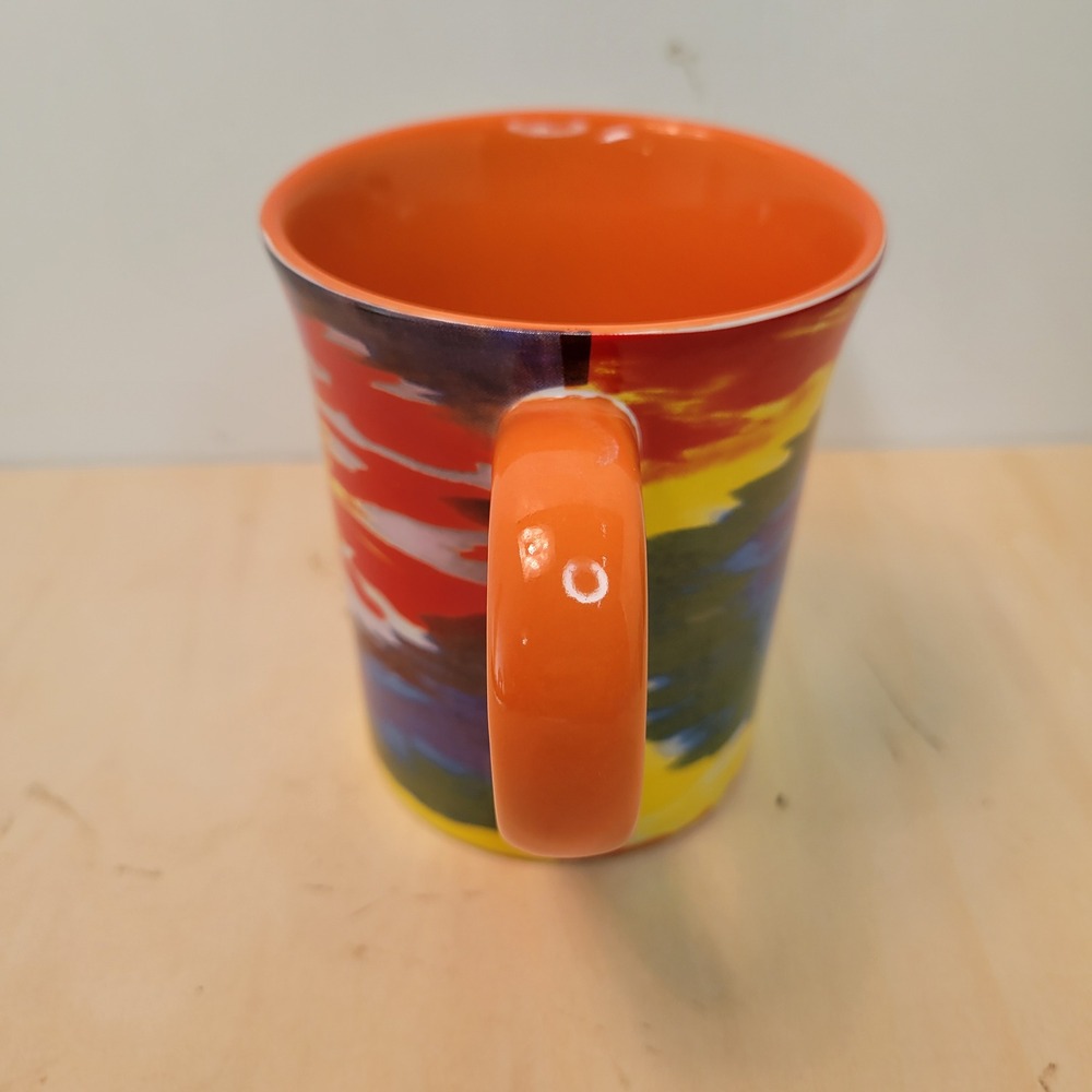 Vibrant Swirl Tie Dye Ceramic Coffee Mug Orange Interior Dishwasher Safe - Picture 4 of 7
